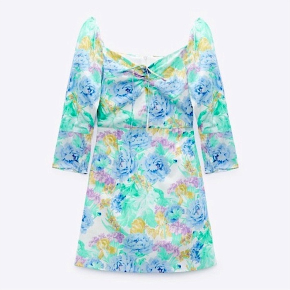 Zara Floral Print Poplin Dress